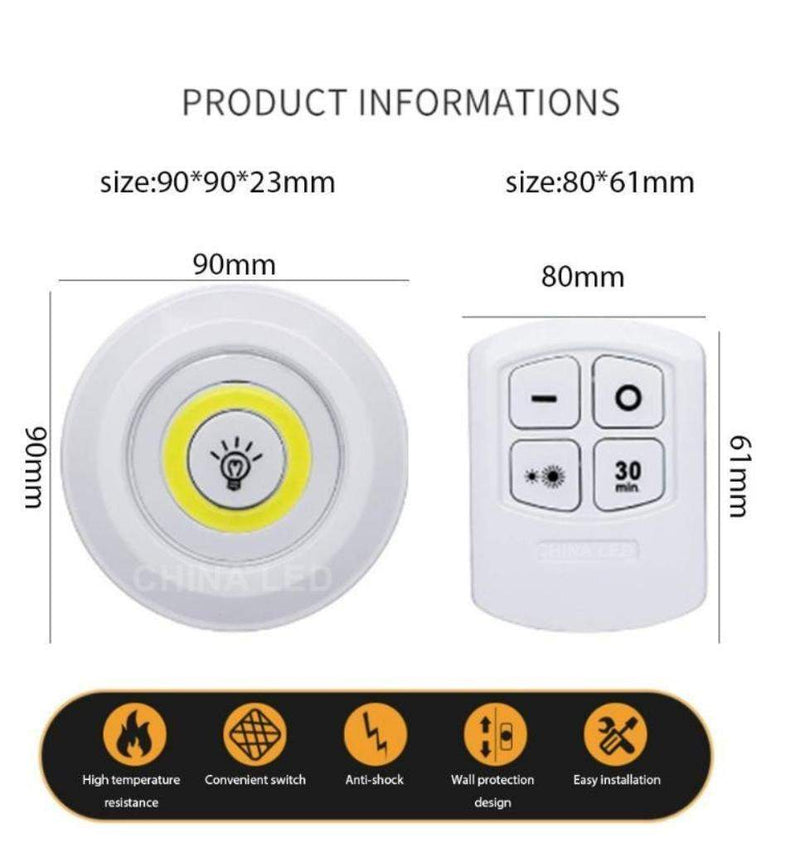 Lâmpada led para guarda-roupa, luz noturna com controle remoto ajustável